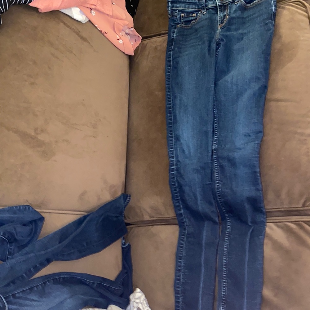 blue low rise jeans